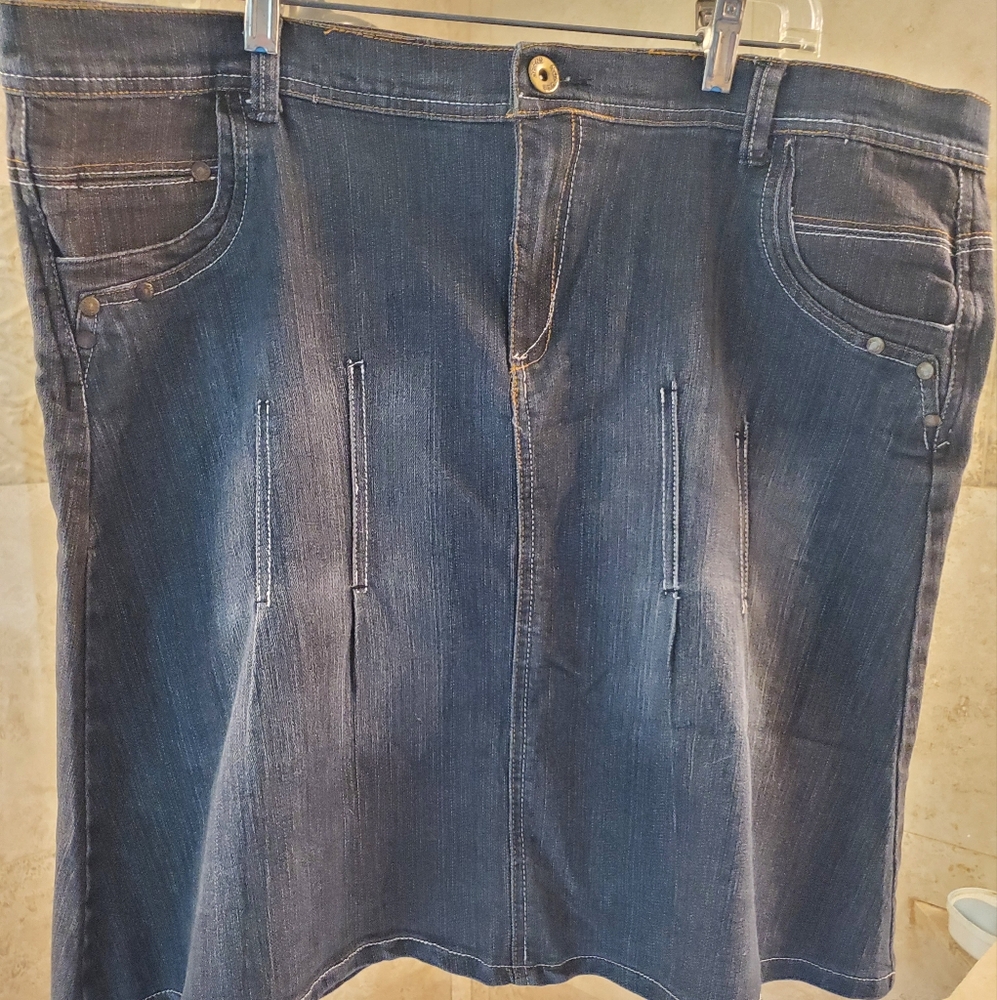 No Fuse Vintage Stretch Denim Flair Skirt Size 20 - Picture 2 of 5